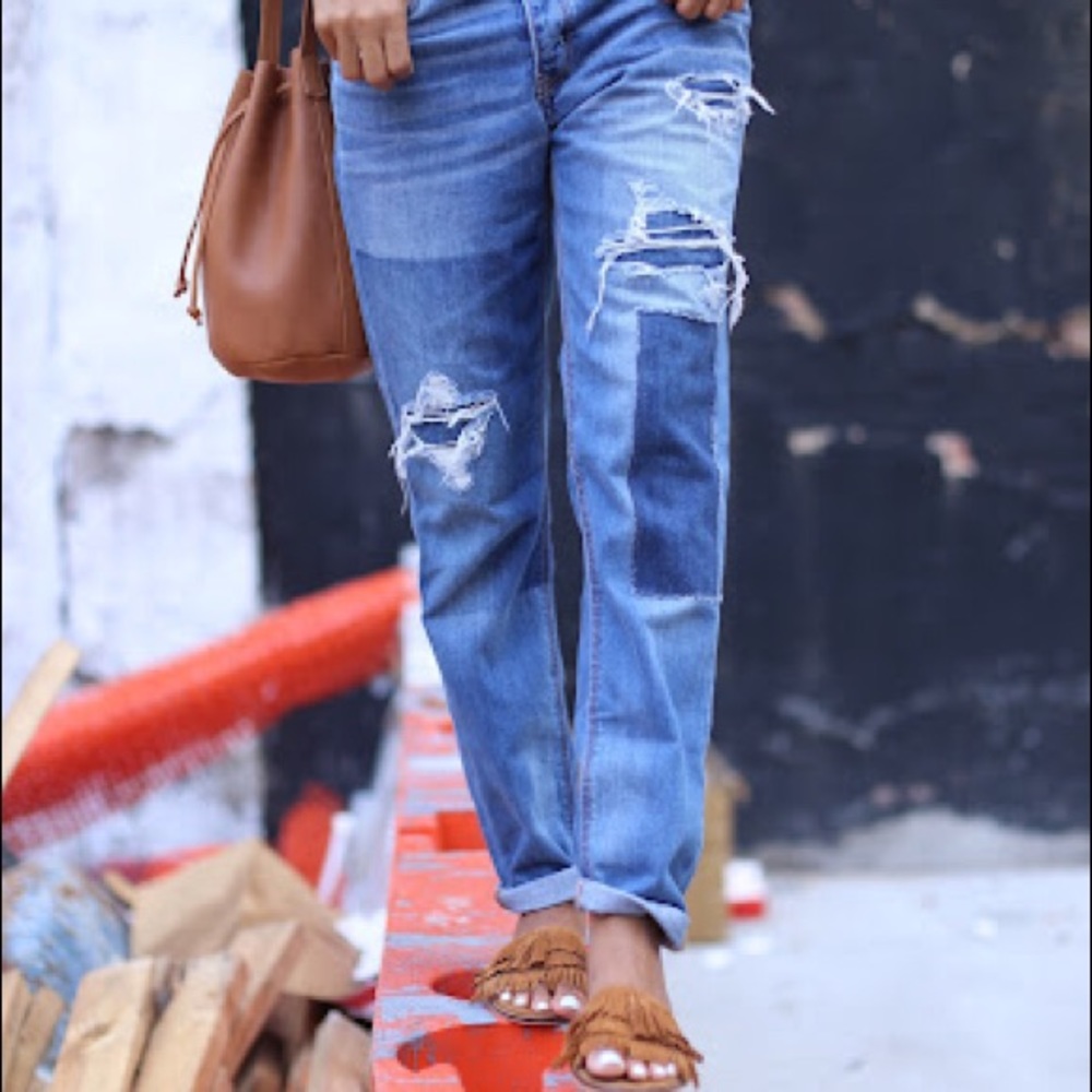 American Eagle Patchwork Tomgirl Jeans